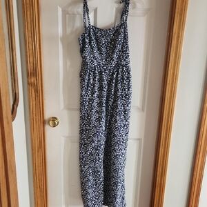 Floral Linen-Blend Tie-Shoulder Corset Cami Jumpsuit